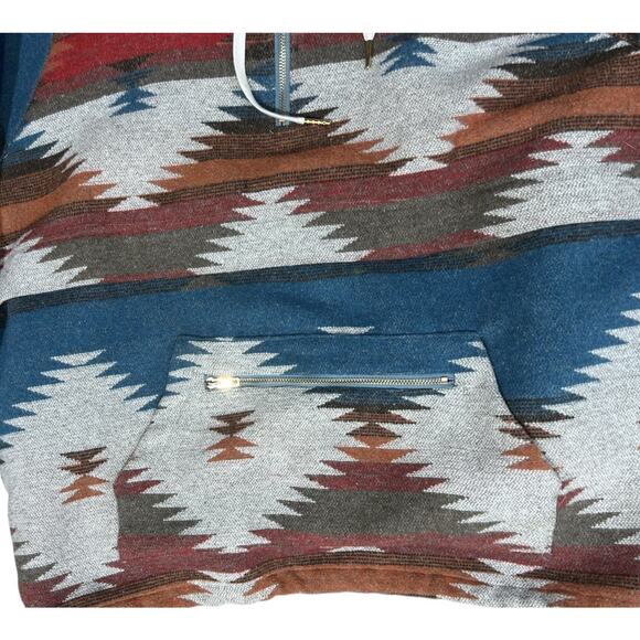Oli & Hali Aztec Hoodie Pullover Women’s Southwest Half Zip Kangaroo Pocket Lg - Picture 4 of 4